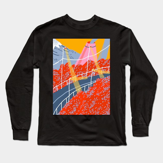 Road Red Trees Long Sleeve T-Shirt by juliealex